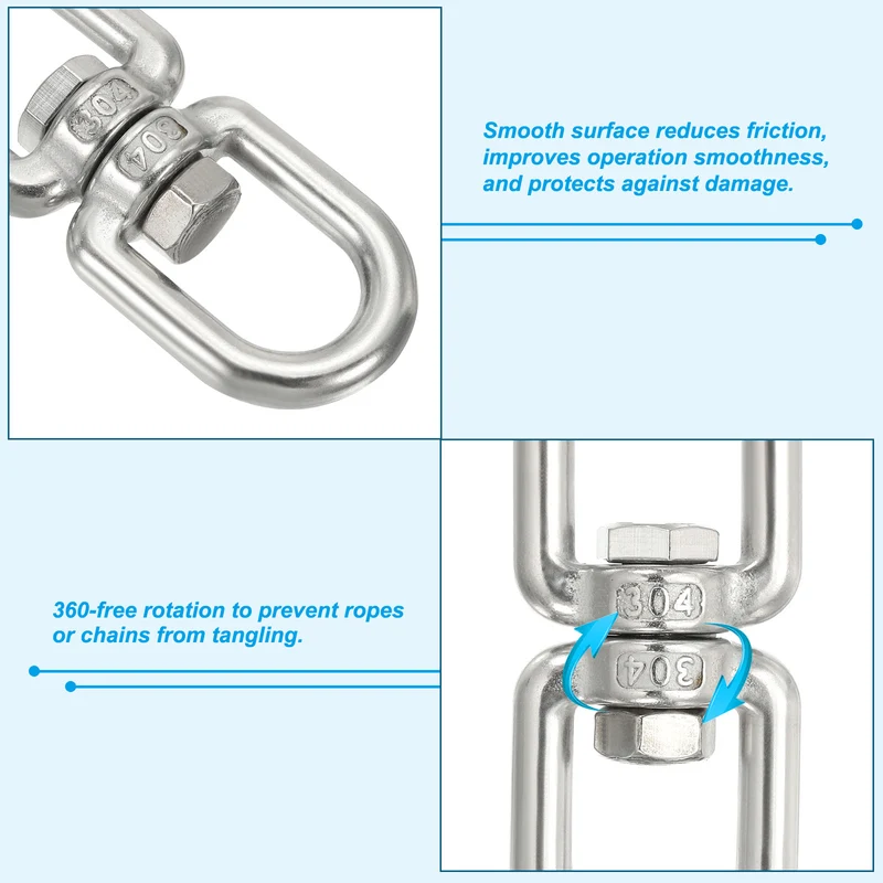 Double Ended Swivel Eye Hook M5 Working Load 163kg/359lbs, for Hanging