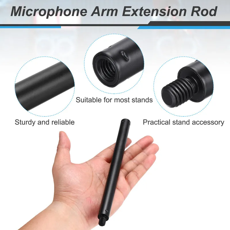 Metal Microphone Stand Extension Tube 3/8" male to 3/8" Mic Extension Pipe Black