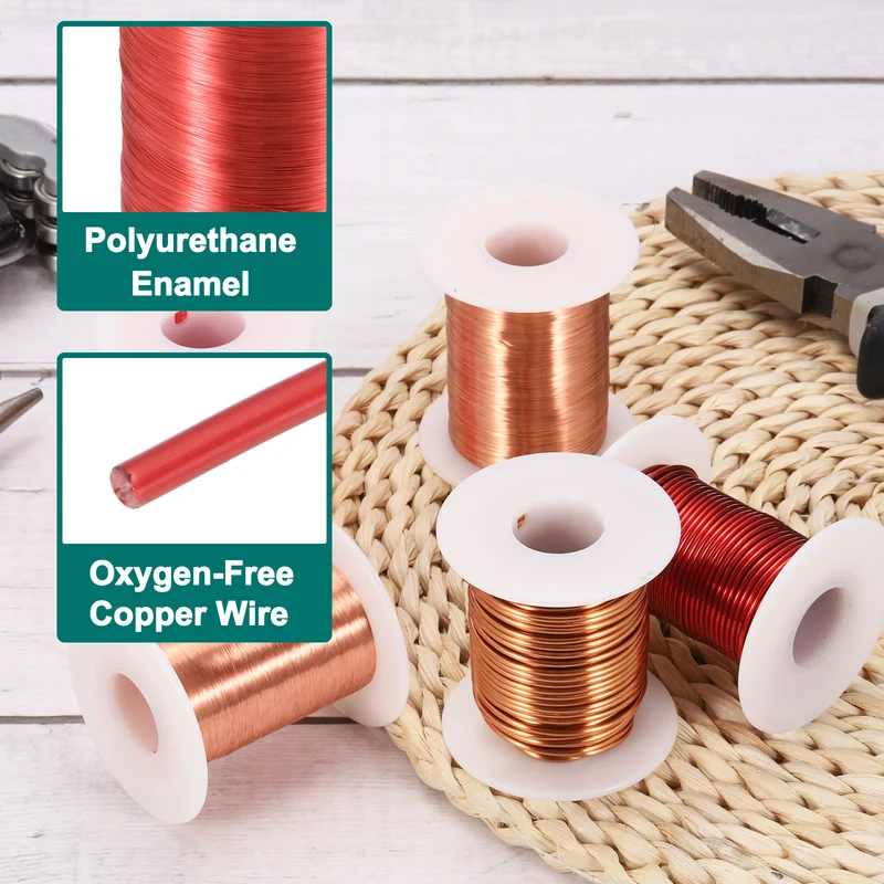 29 AWG Magnet Wire, 29 Gauge 2 oz Enameled Copper Wire, 155C(311F), Red,White