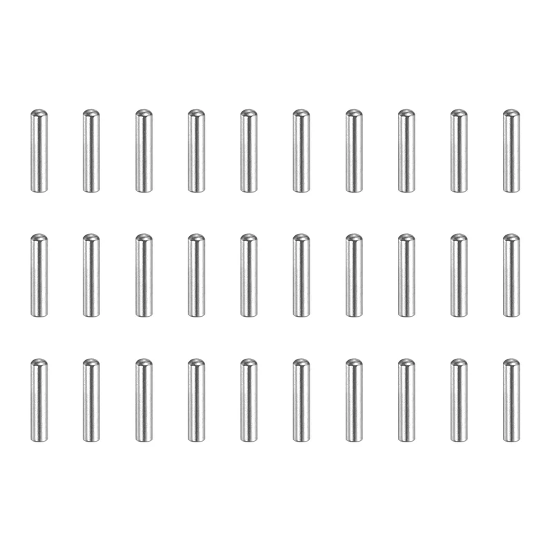 30 Pcs 1x6 mm 304 Stainless Steel Round Head Flat Chamfered End Dowel Pins