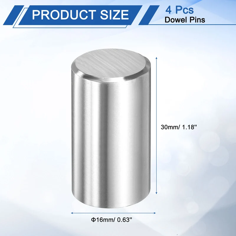 4 Pcs 16 mm x 30 mm Dowel Pins, 316L Stainless Steel Shelf Support Peg Pin