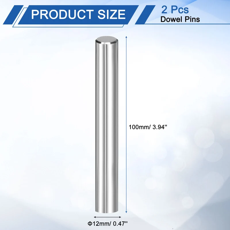 2Pcs 12 mm x 100 mm Dowel Pins 316L Stainless Steel Shelf Support Peg Pin