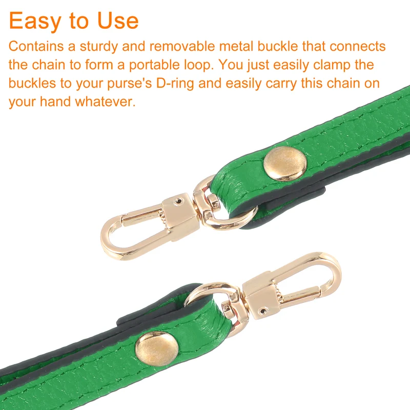 Leather Wristlet Strap, 7.48" Hand Wrist Lanyard Bag Chain, Green+Gold