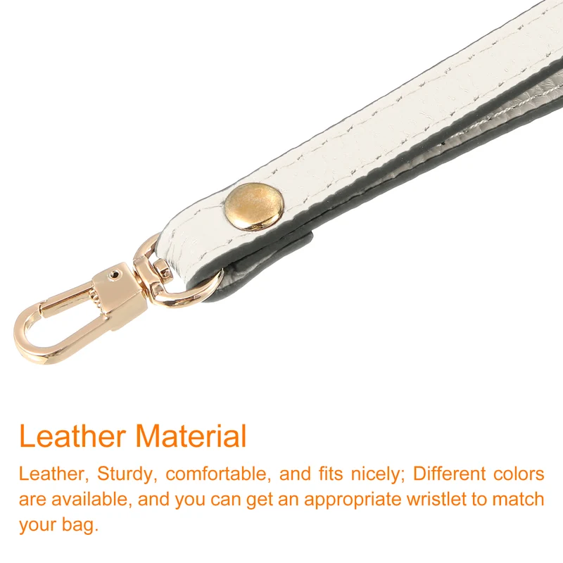 Leather Wristlet Strap 7.48" Hand Wrist Lanyard Bag Chain Begin Gold