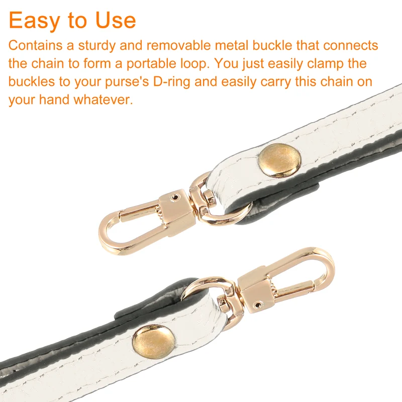 Leather Wristlet Strap 7.48" Hand Wrist Lanyard Bag Chain Begin Gold