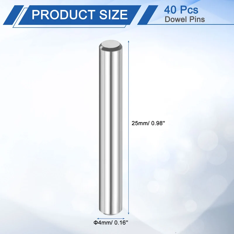 40 Pcs 4 mm x 25 mm Dowel Pins 316L Stainless Steel Shelf Support Peg Pin