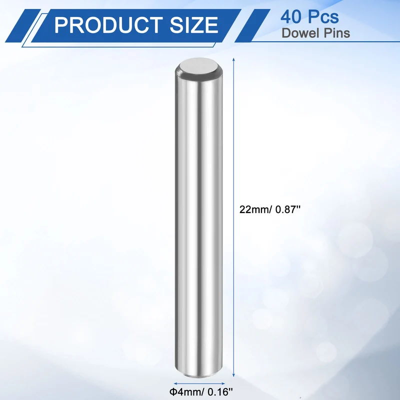 40 Pcs 4 mm x 22 mm Dowel Pins 316L Stainless Steel Shelf Support Peg Pin