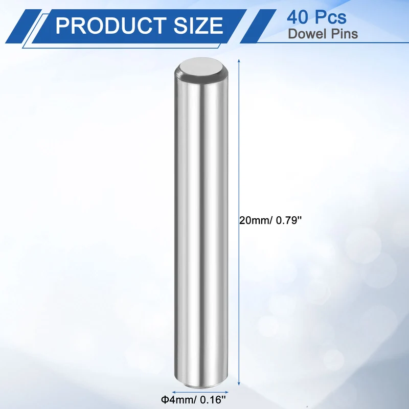 40 Pcs 4 mm x 20 mm Dowel Pins 316L Stainless Steel Shelf Support Peg Pin