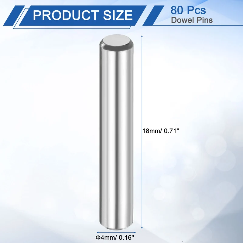 80 Pcs 4 mm x 18 mm Dowel Pins 316L Stainless Steel Shelf Support Peg Pin