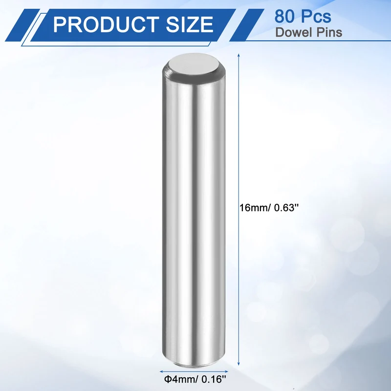 80 Pcs 4 mm x 16 mm Dowel Pins 316L Stainless Steel Shelf Support Peg Pin