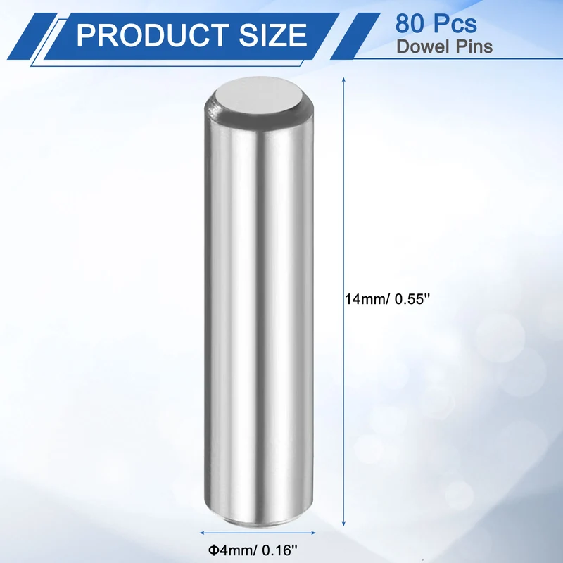 80 Pcs 4 mm x 14 mm Dowel Pins 316L Stainless Steel Shelf Support Peg Pin