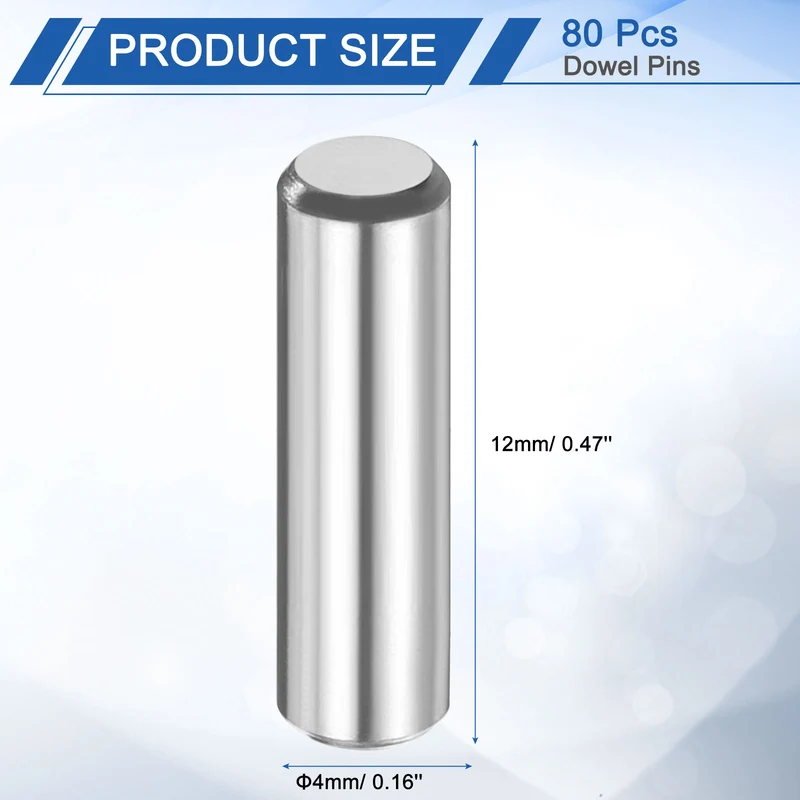 80 Pcs 4 mm x 12 mm Dowel Pins 316L Stainless Steel Shelf Support Peg Pin