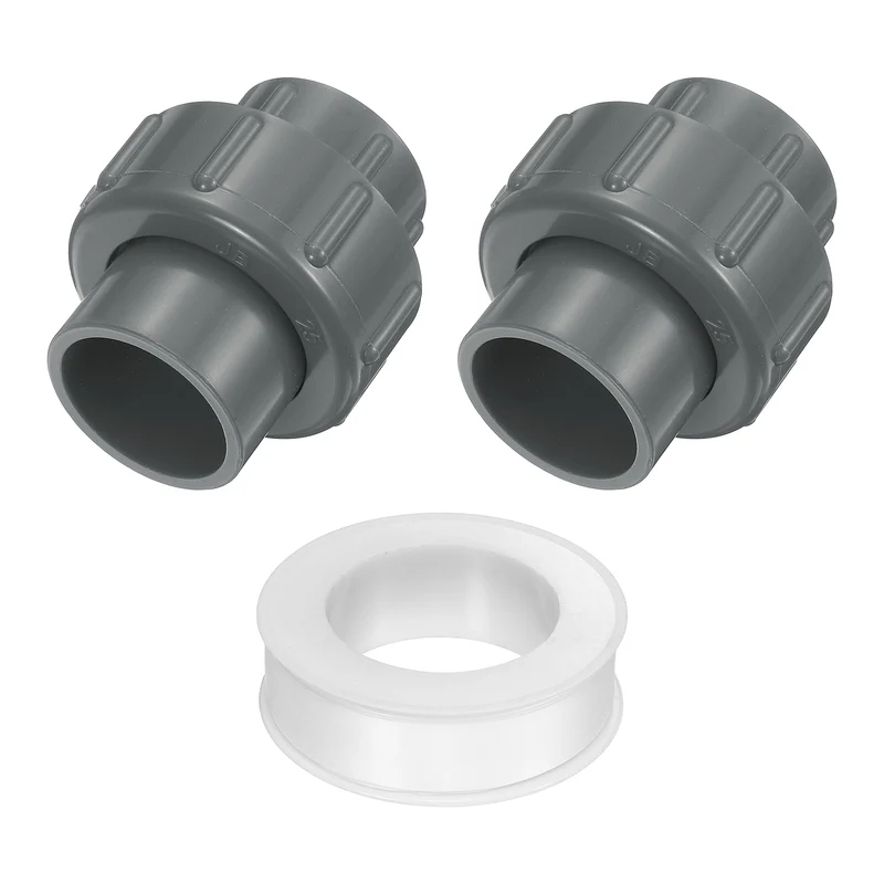 2Pcs 25mm(3/4") PVC-Union Coupling Pipe Fitting Slip Joint Adapter, Gray