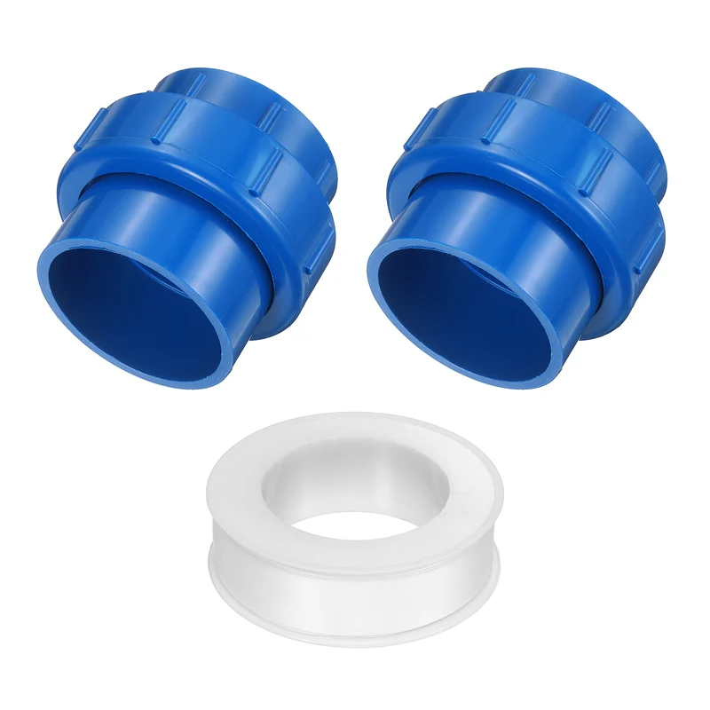 2Pcs 75mm(2-1/2") PVC-Union Coupling Pipe Fitting Slip Joint Adapter, Blue