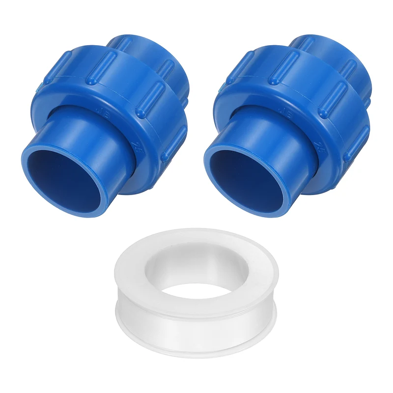 2Pcs 25mm(3/4") PVC-Union Coupling Pipe Fitting Slip Joint Adapter, Blue
