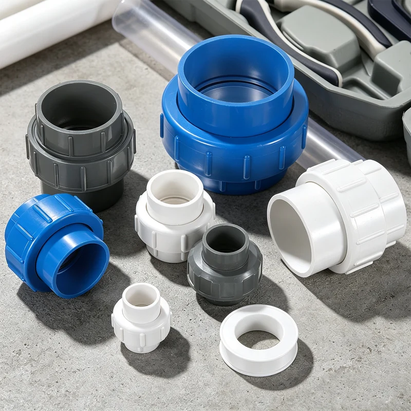 2Pcs 25mm(3/4") PVC-Union Coupling Pipe Fitting Slip Joint Adapter, Blue