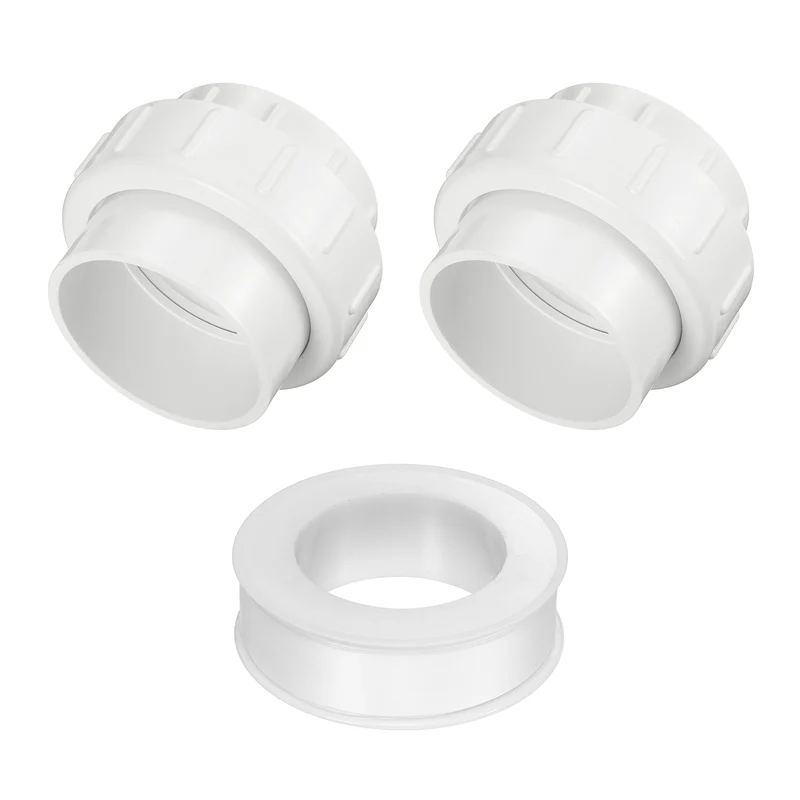 2Pcs 90mm(3") PVC-Union Coupling Pipe Fitting Slip Joint Adapter, White