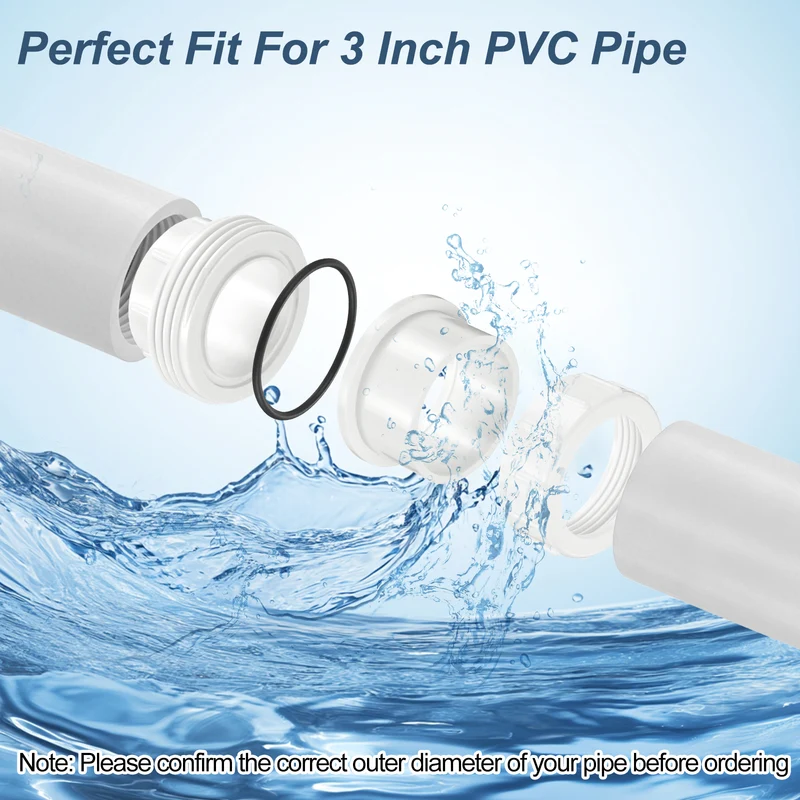2Pcs 90mm(3") PVC-Union Coupling Pipe Fitting Slip Joint Adapter, White