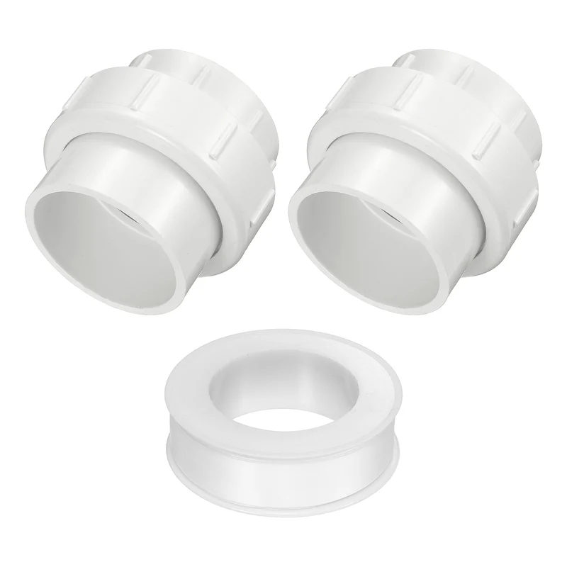 2Pcs 75mm(2-1/2") PVC-Union Coupling Pipe Fitting Slip Joint Adapter, White