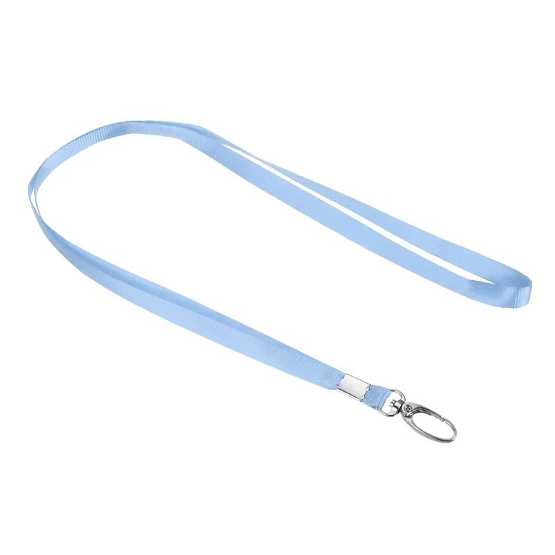 20Pcs Polyester Flat Strap Neck Lanyards with Clip Swivel Hook Sky Blue