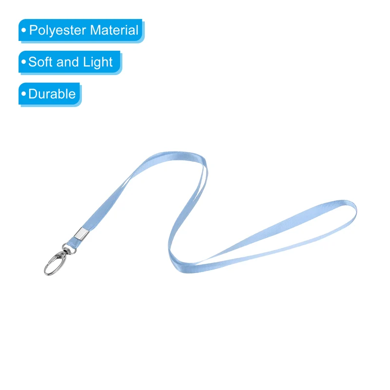 20Pcs Polyester Flat Strap Neck Lanyards with Clip Swivel Hook Sky Blue