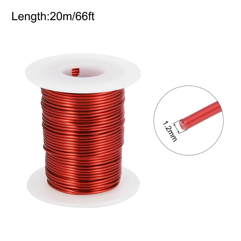 1.2mm Magnet Wire 66ft Enameled Magnet Winding Copper Wire 200g,Red