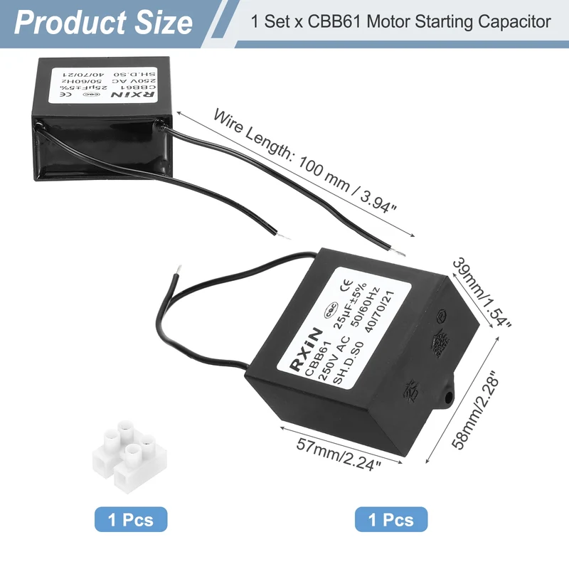 CBB61 Capacitor, 25uF 450V Plastic Ceiling Fan Capacitor