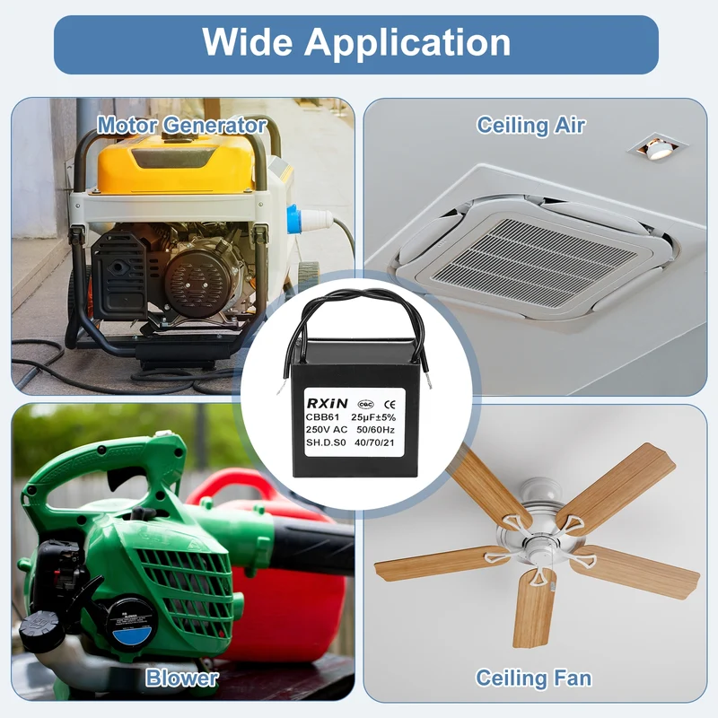 CBB61 Capacitor, 25uF 450V Plastic Ceiling Fan Capacitor
