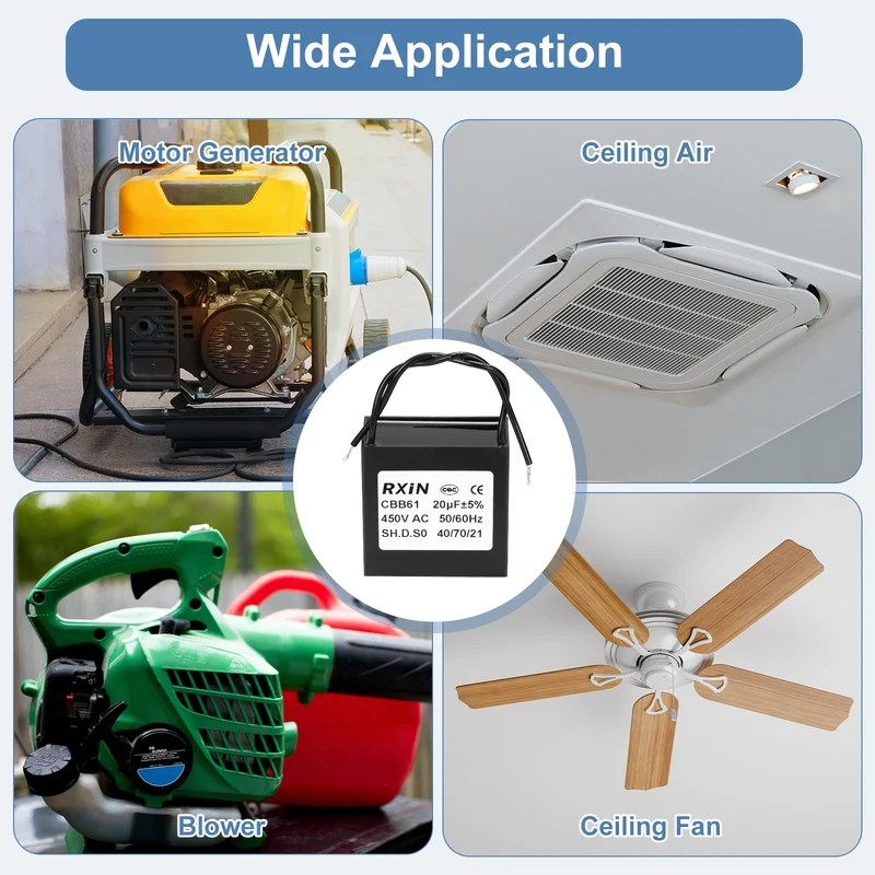CBB61 Capacitor, 20uF 450V Plastic Ceiling Fan Capacitor