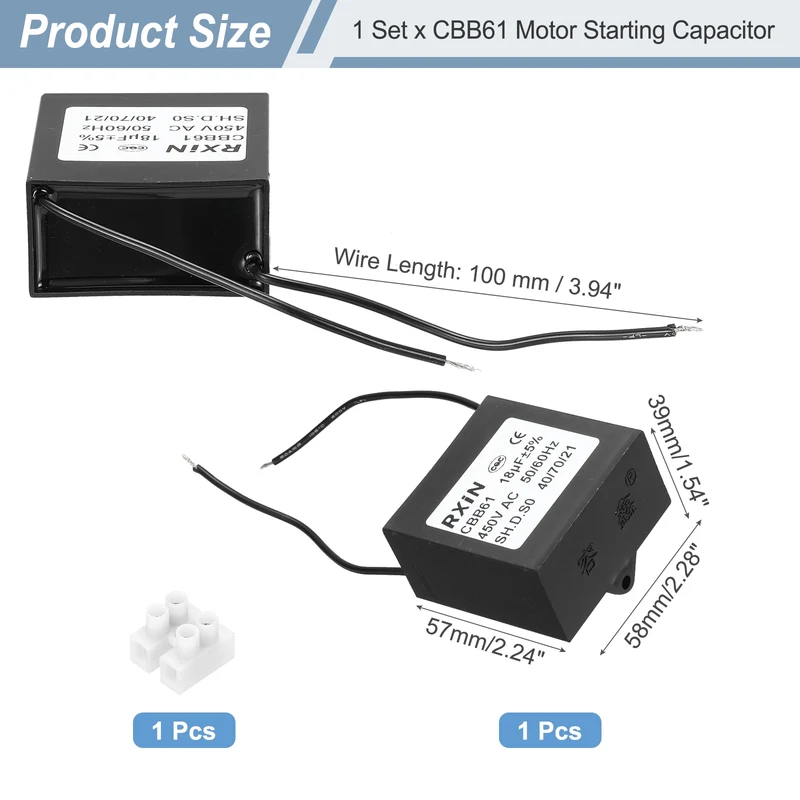 CBB61 Capacitor, 18uF 450V Plastic Ceiling Fan Capacitor