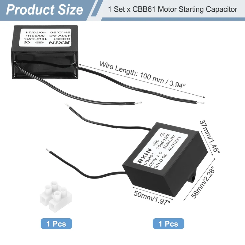 CBB61 Capacitor, 16uF 450V Plastic Ceiling Fan Capacitor