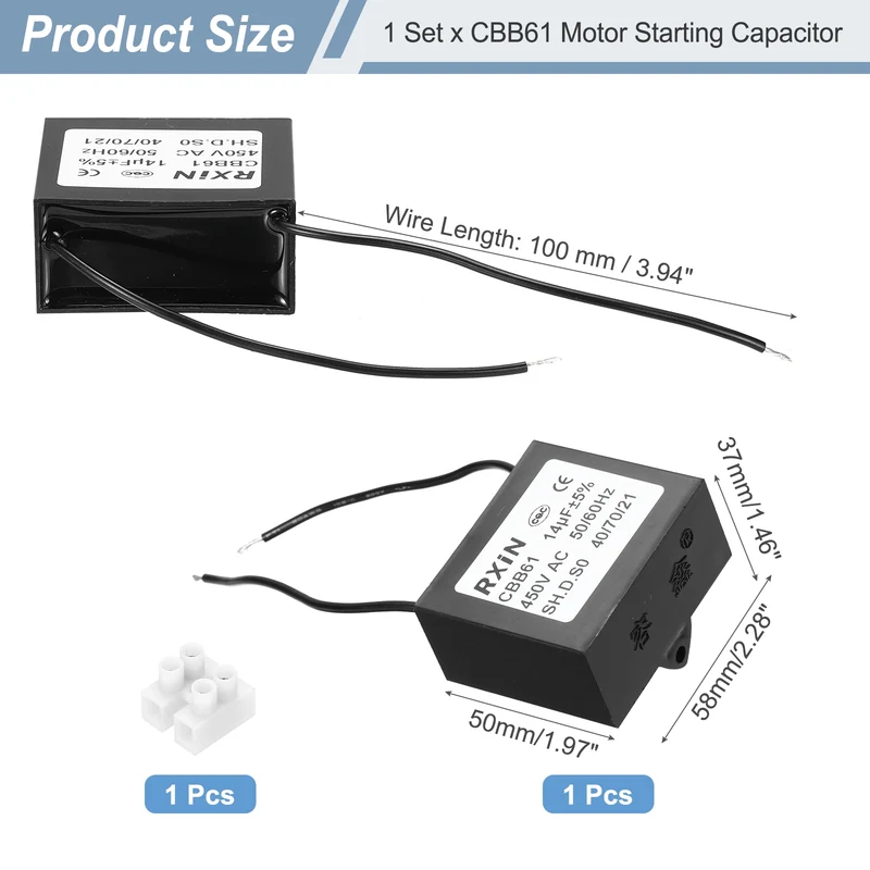 CBB61 Capacitor, 14uF 450V Plastic Ceiling Fan Capacitor