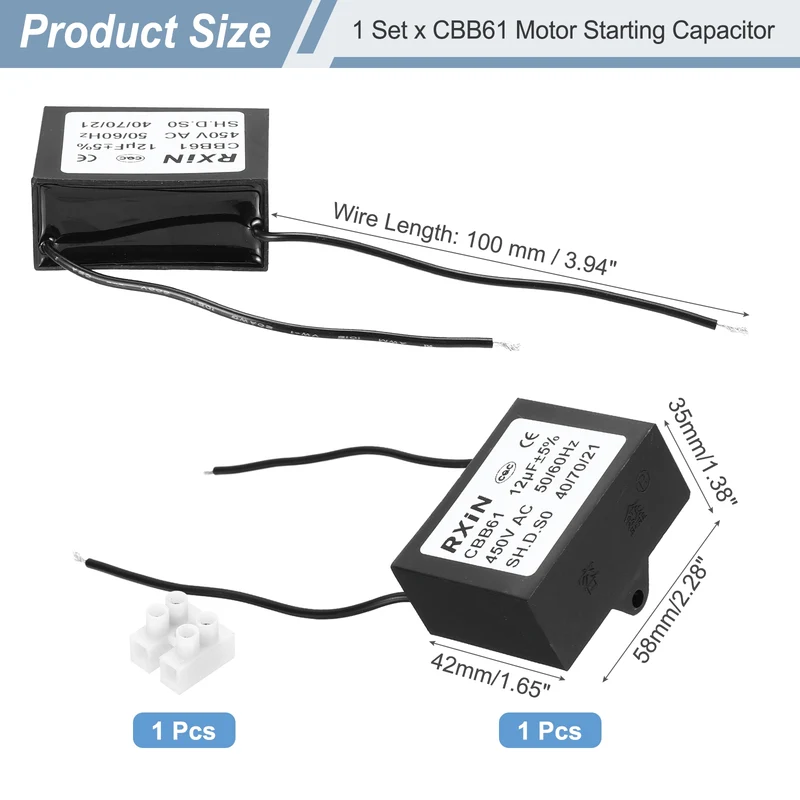 CBB61 Capacitor, 12uF 450V Plastic Ceiling Fan Capacitor
