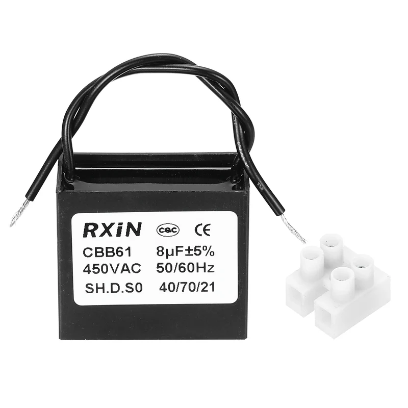 CBB61 Capacitor, 8uF 450V Plastic Ceiling Fan Capacitor