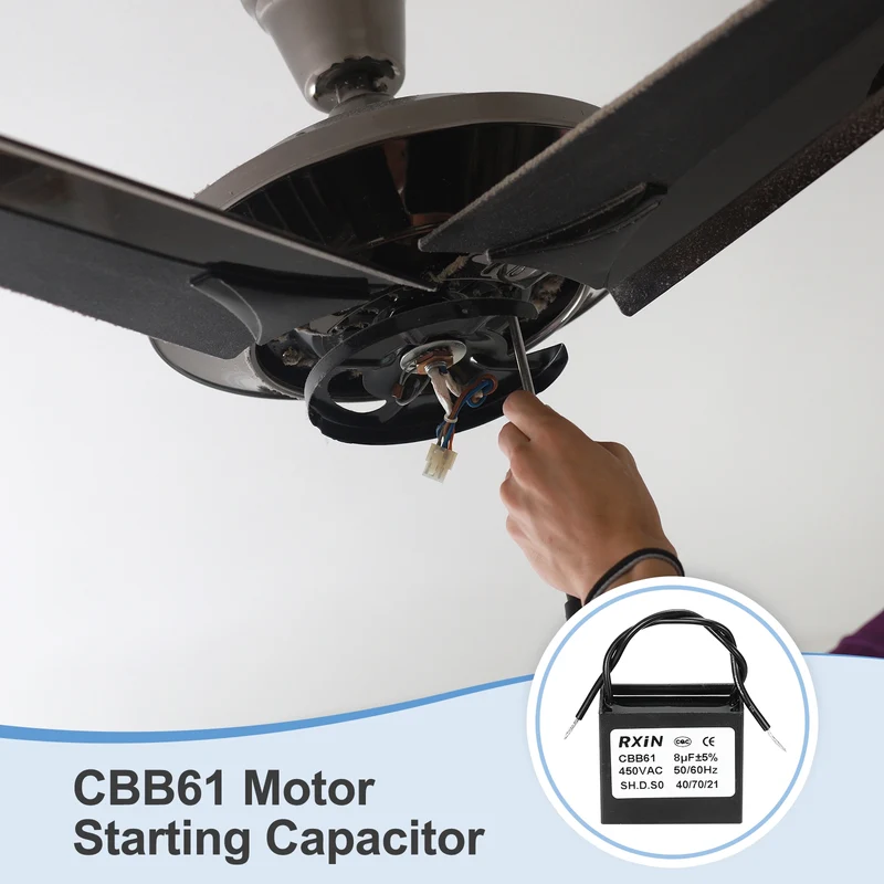 CBB61 Capacitor, 8uF 450V Plastic Ceiling Fan Capacitor