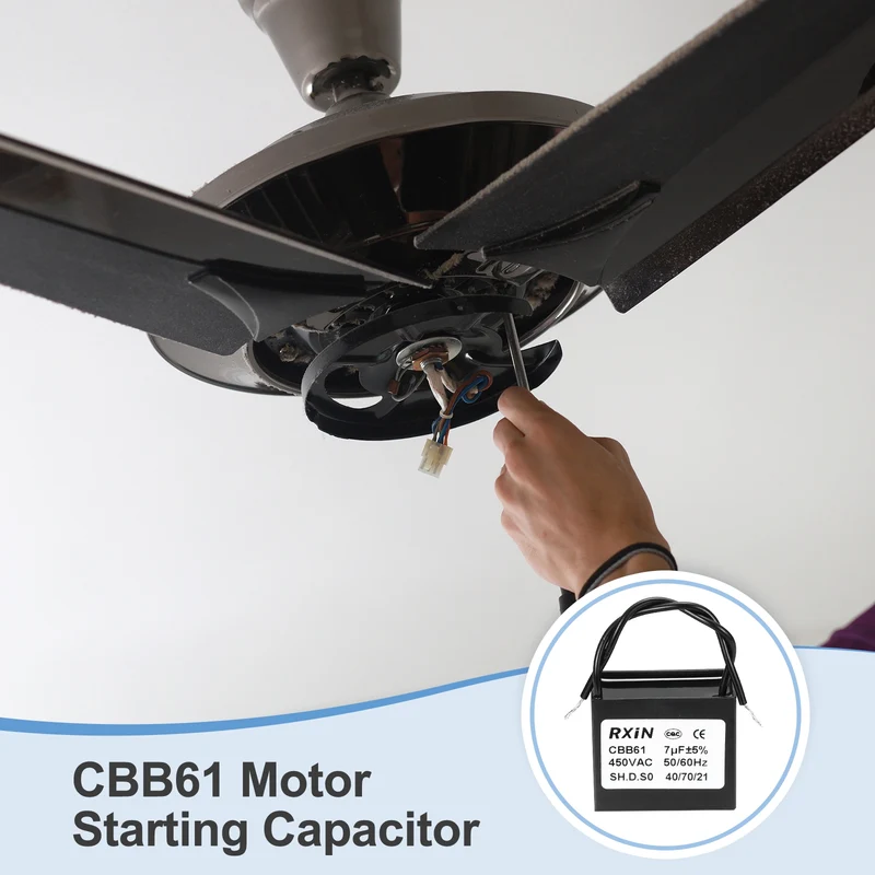 CBB61 Capacitor, 7uF 450V Plastic Ceiling Fan Capacitor