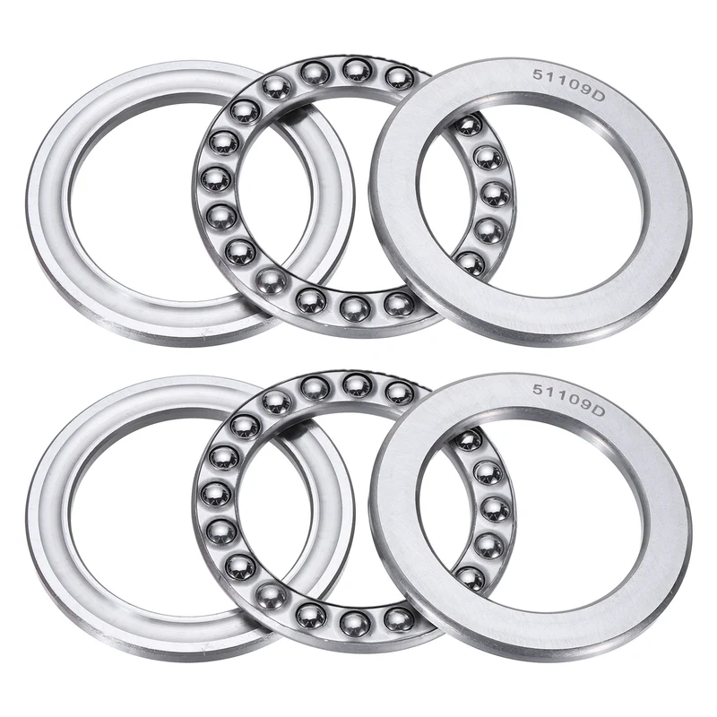 51109D Thrust Ball Bearing, Axial Ball Bearing 44x65x14mm 2Pcs