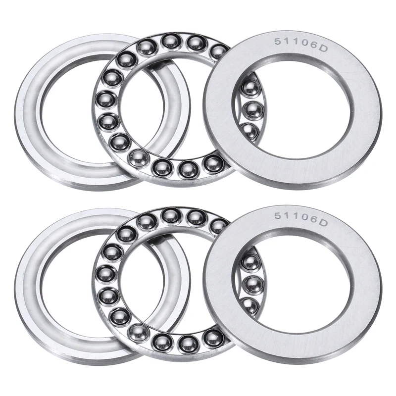 51106D Thrust Ball Bearing, Axial Ball Bearing 30x47x11mm 2Pcs