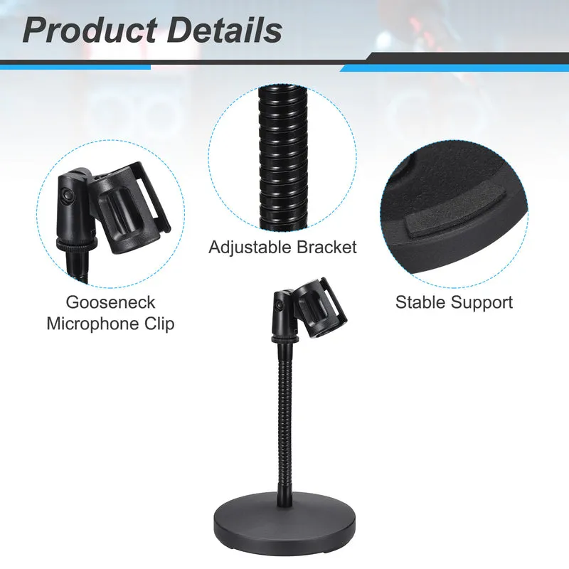 Gooseneck Tabletop Microphone Stand 140x270x185mm Adjustable Mic Holder