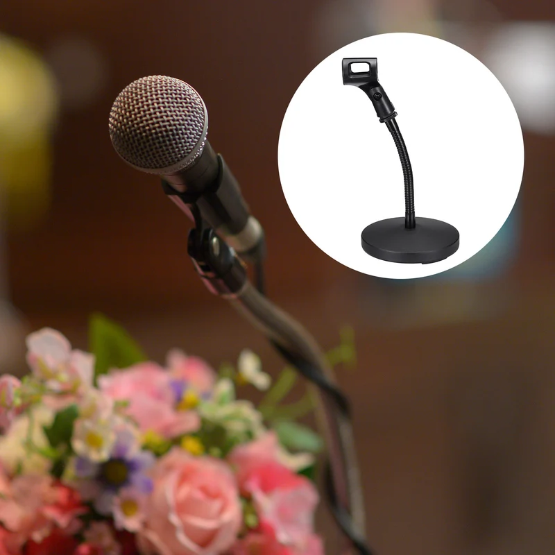 Gooseneck Tabletop Microphone Stand 140x270x185mm Adjustable Mic Holder
