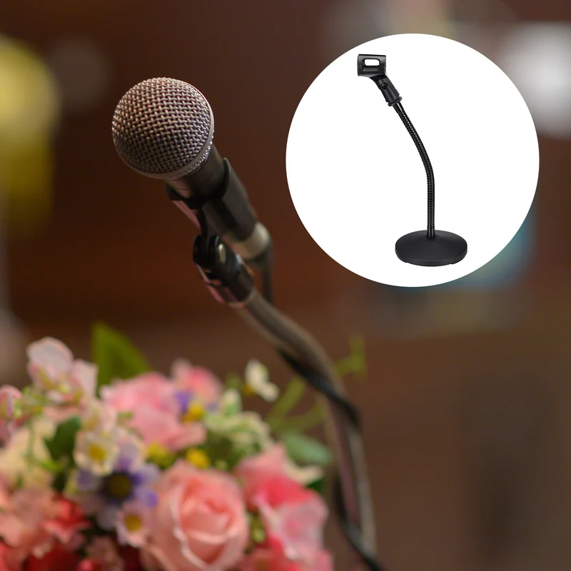 Gooseneck Tabletop Microphone Stand 140x380x285mm Adjustable Mic Holder