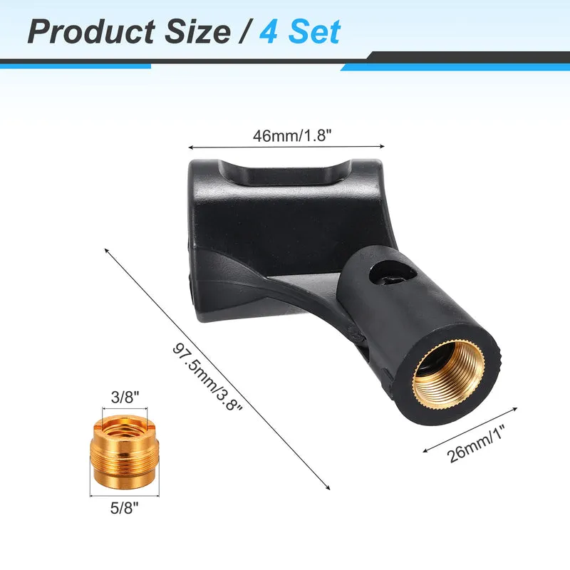 4Pcs Hollow Square Microphone Clip with 5/8" Male to 3/8" Female Screw Adapter