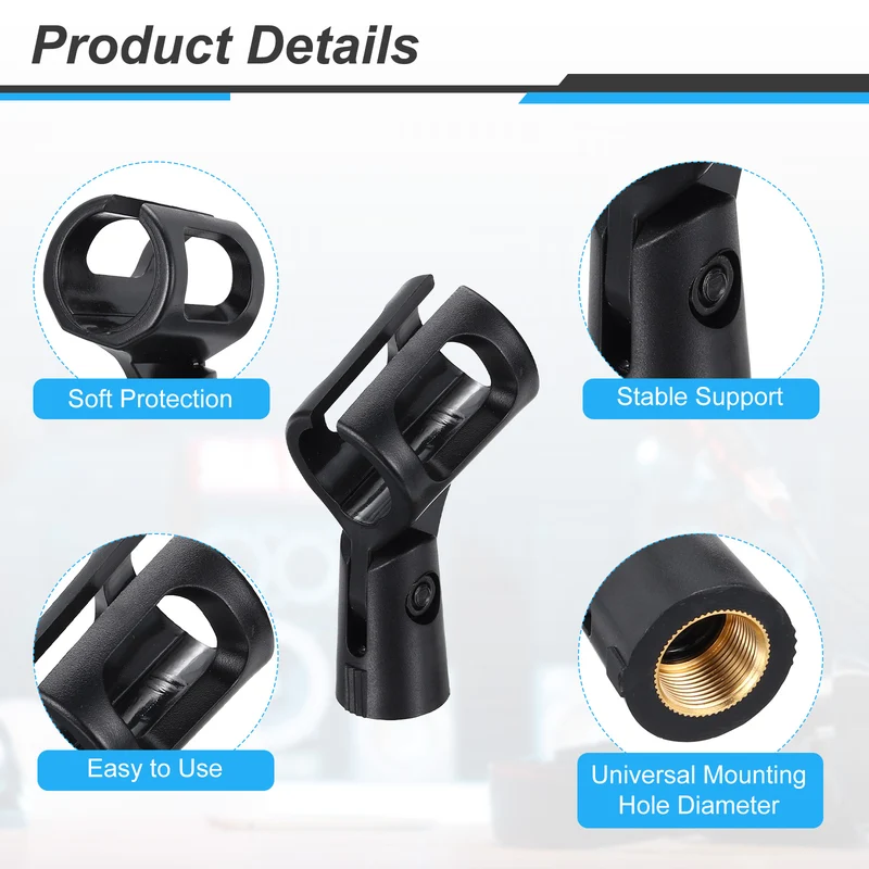 2Pcs Hollow Square Microphone Clip with 5/8" Male to 3/8" Female Screw Adapter