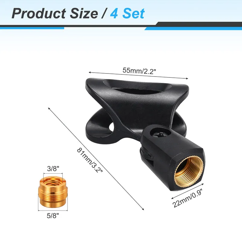 4Pcs Hollow Round Microphone Clip with 5/8" Male to 3/8" Female Screw Adapter