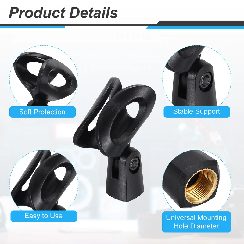 2Pcs Hollow Round Microphone Clip with 5/8" Male to 3/8" Female Screw Adapter