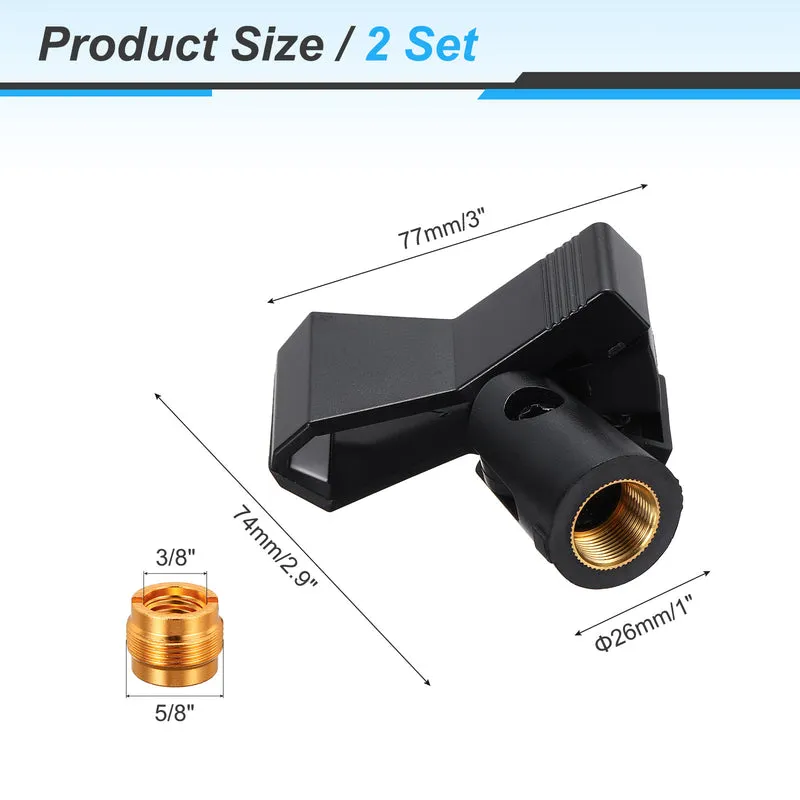 2Pcs Butterfly Microphone Clip with 5/8" Male to 3/8" Female Screw Adapter