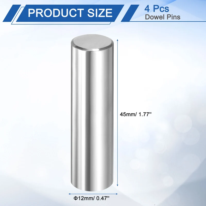 4Pcs 12 mm x 45 mm Dowel Pins 316L Stainless Steel Shelf Support Peg Pin
