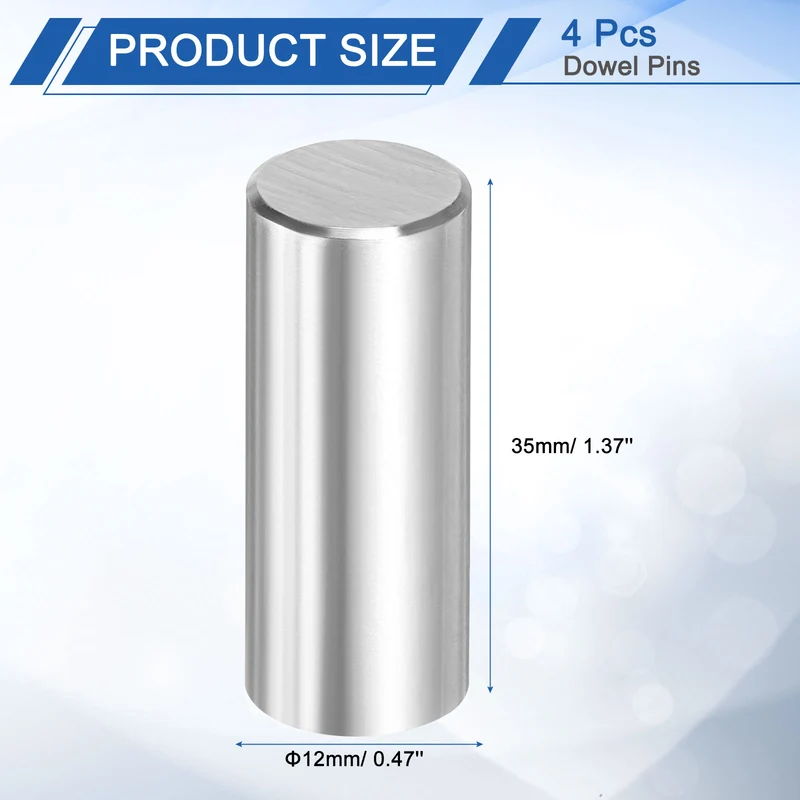 4 Pcs 12 mm x 35 mm Dowel Pins, 316L Stainless Steel Shelf Support Peg Pin