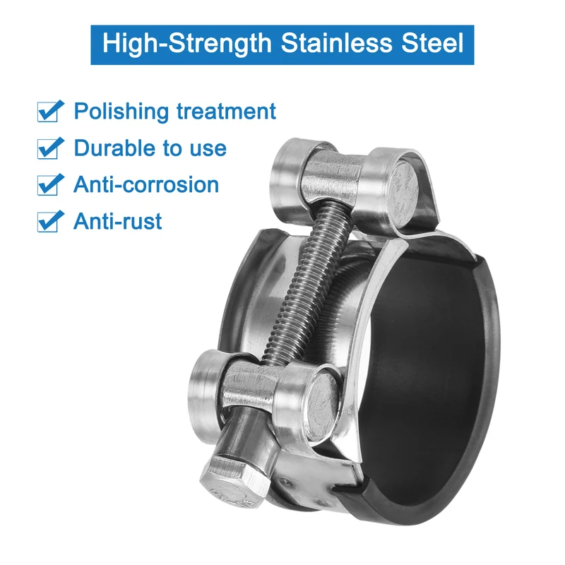 T-Bolt Hose Clamp, 36-39mm Adjustable Stainless Steel Pipe Clamps, 4Pcs