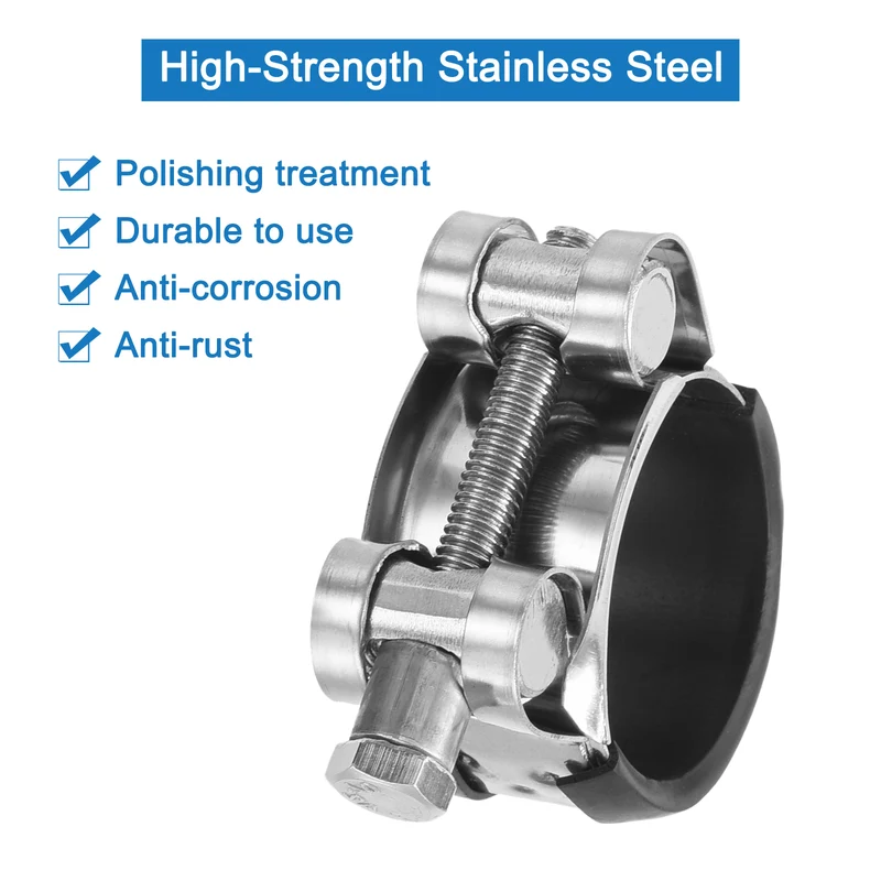 T-Bolt Hose Clamp, 32-35mm Adjustable Stainless Steel Pipe Clamps, 4Pcs